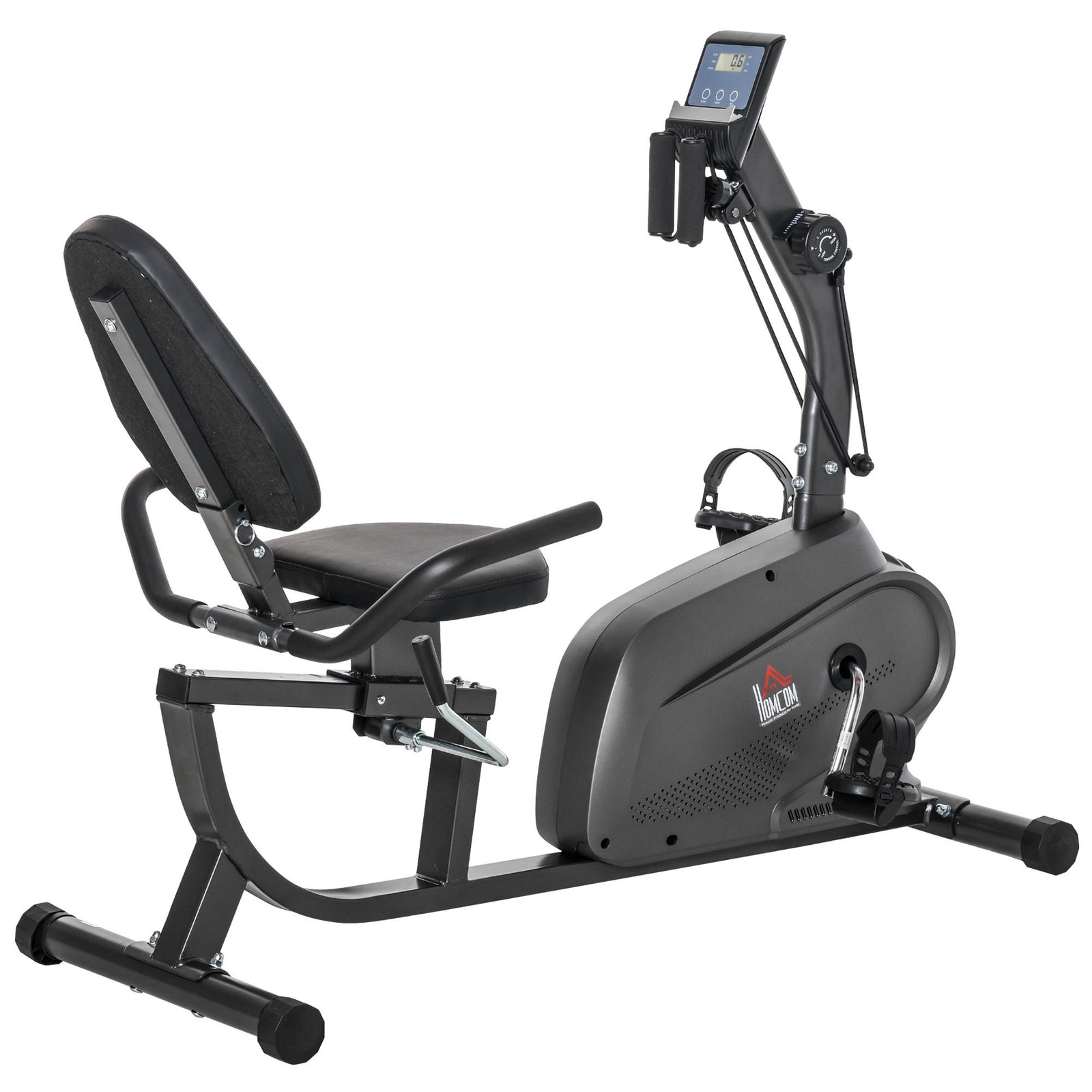 Stationary Recumbent Bike With Lcd Monitor & Pad Holder | Black