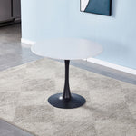 90cm Dia X 75cm Hmodern Round Wooden Table With Metallic Base | 0.9m | White