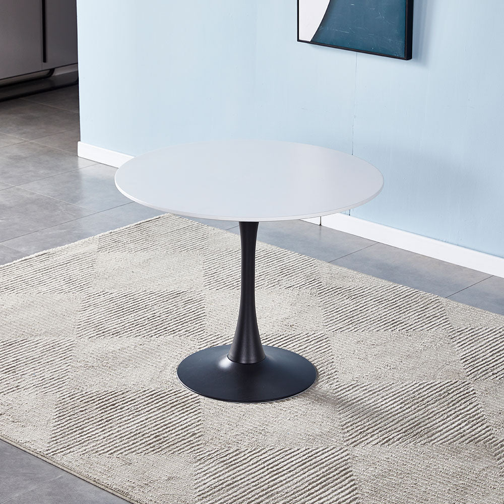 90cm Dia X 75cm Hmodern Round Wooden Table With Metallic Base | 0.9m | White