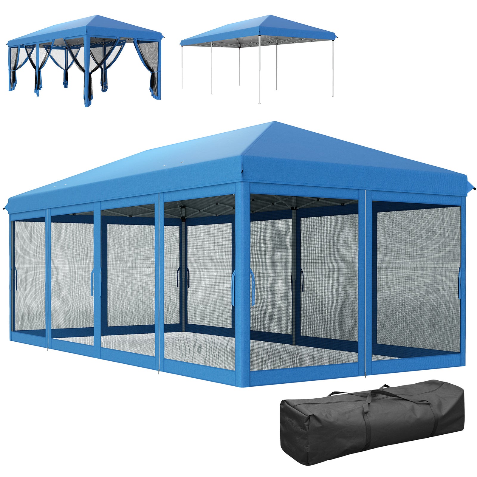 6 X 3m Pop Up Party Tent Canopy With 6 Removable Sidewalls | Blue