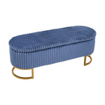 Corduroy Upholstered Storage Bench | Blue