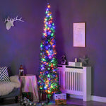 6/7.5ft Artificial Pencil Christmas Tree With Steel Base | 7.5ft | Green