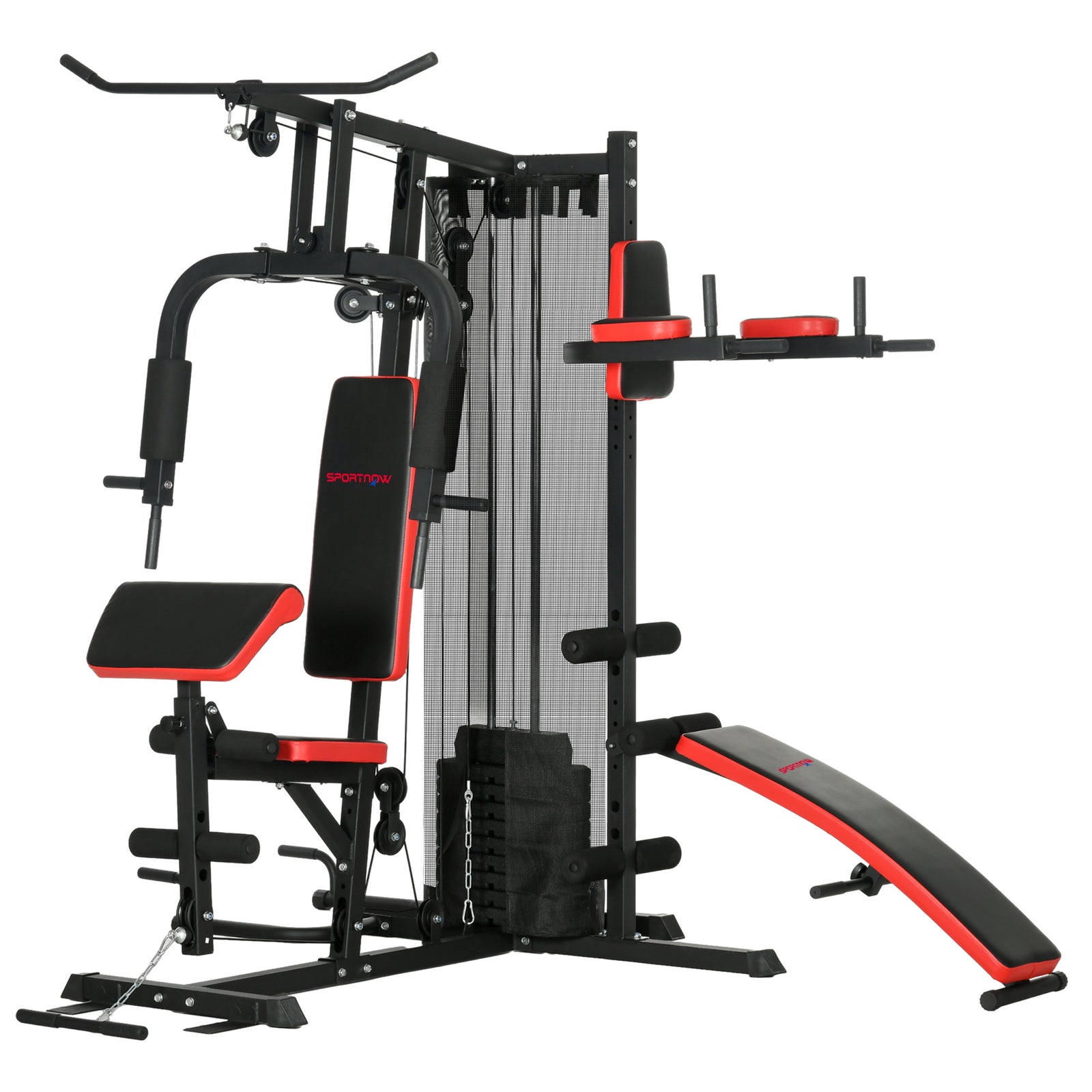 Multi Gym Workout Station With Sit Up Bench | Black