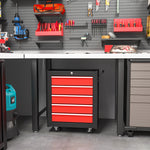 5-drawer Tool Cabinet With Wheels, Lockable | Red