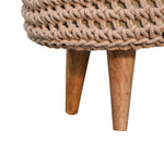 Solid Mango Wood Keeva Beige Oblong Footstool