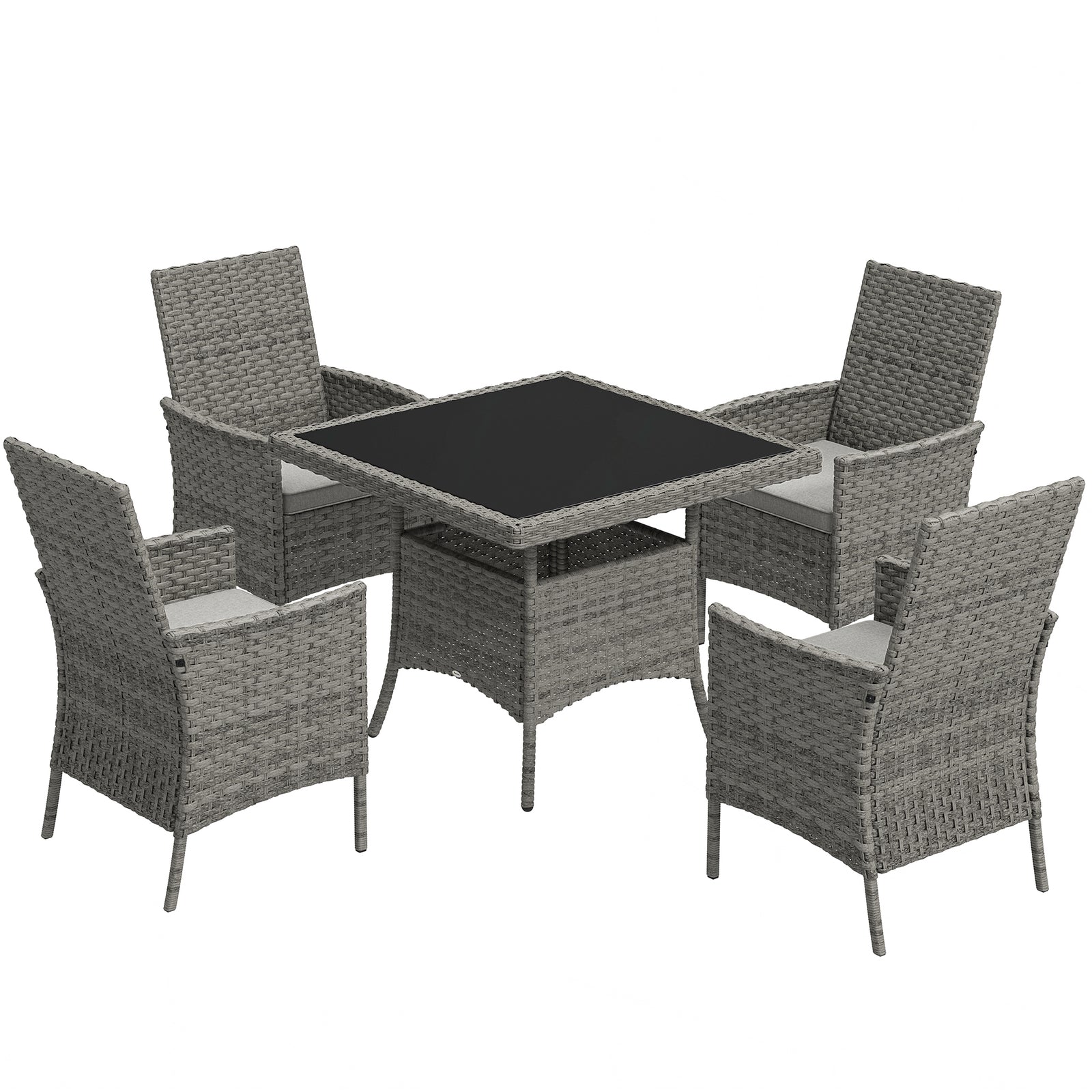 4 Seater Rattan Garden Furniture Set With Cushion | Dark Gray
