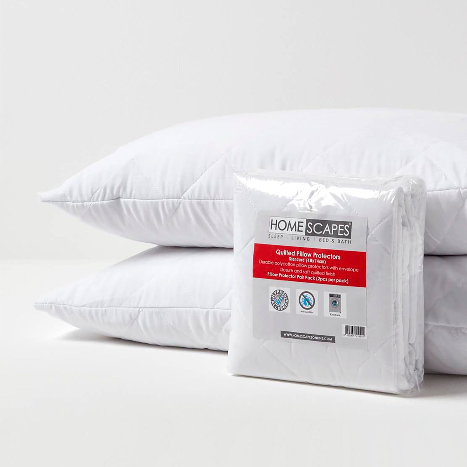 Cotton Rich Quilted Pillow Protectors | 48 x 74cm | White