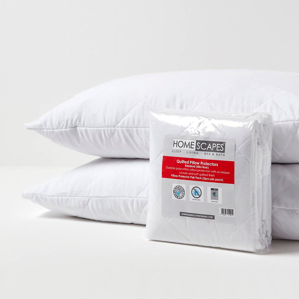 Cotton Rich Quilted Pillow Protectors | 48 x 74cm | White