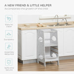 Step Stool Toddler Kitchen Stool With Adjustable Standing Platform | Grey