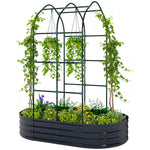 5 X 3 X 6ft Galvanised Raised Garden Bed With Trellis | Dark Grey