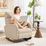 Modern High Back Corduroy Leisure Rocking Chair For Nursery | Beige
