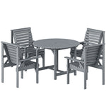 Garden Dining Set, Round Table And Chairs W/ Parasol Hole | Grey