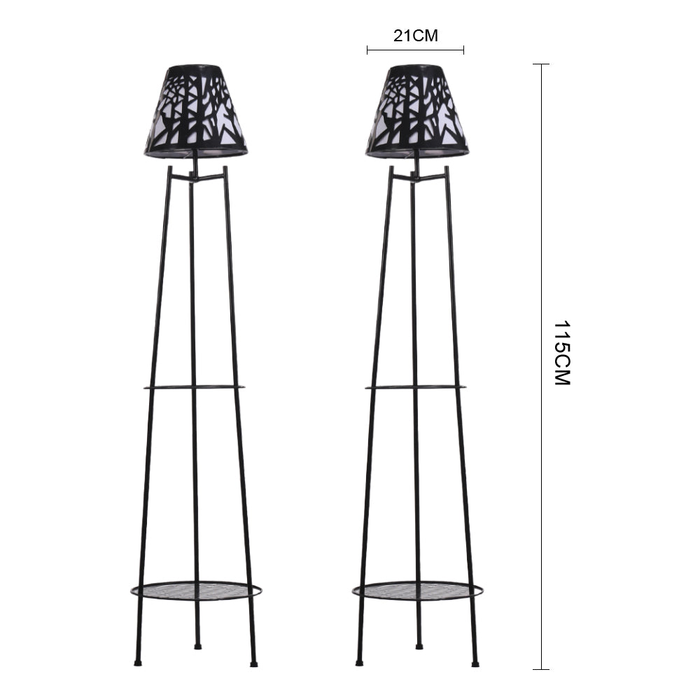 2 Pack Solar Lights Outdoor With Plant Stands Solar Floor Lamp & Street Lights With Metal Tripod Patio Decor
