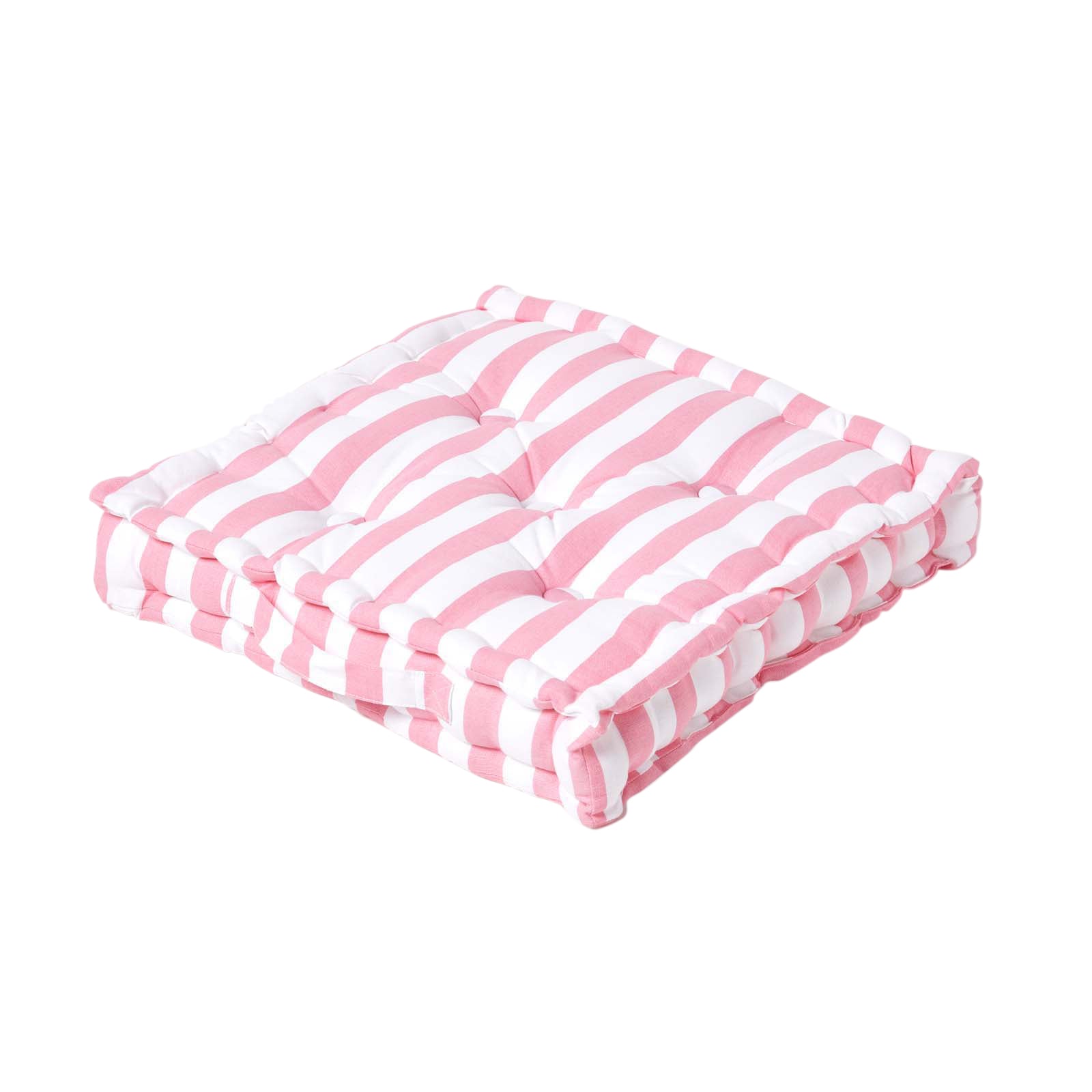 Cotton Thick Striped Floor Cushion | 40cm x 40cm | Pink