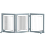 Pawhut Foldable Wooden Pet Gate W/ 3 Panels 2 Support Feet For Small Dogs