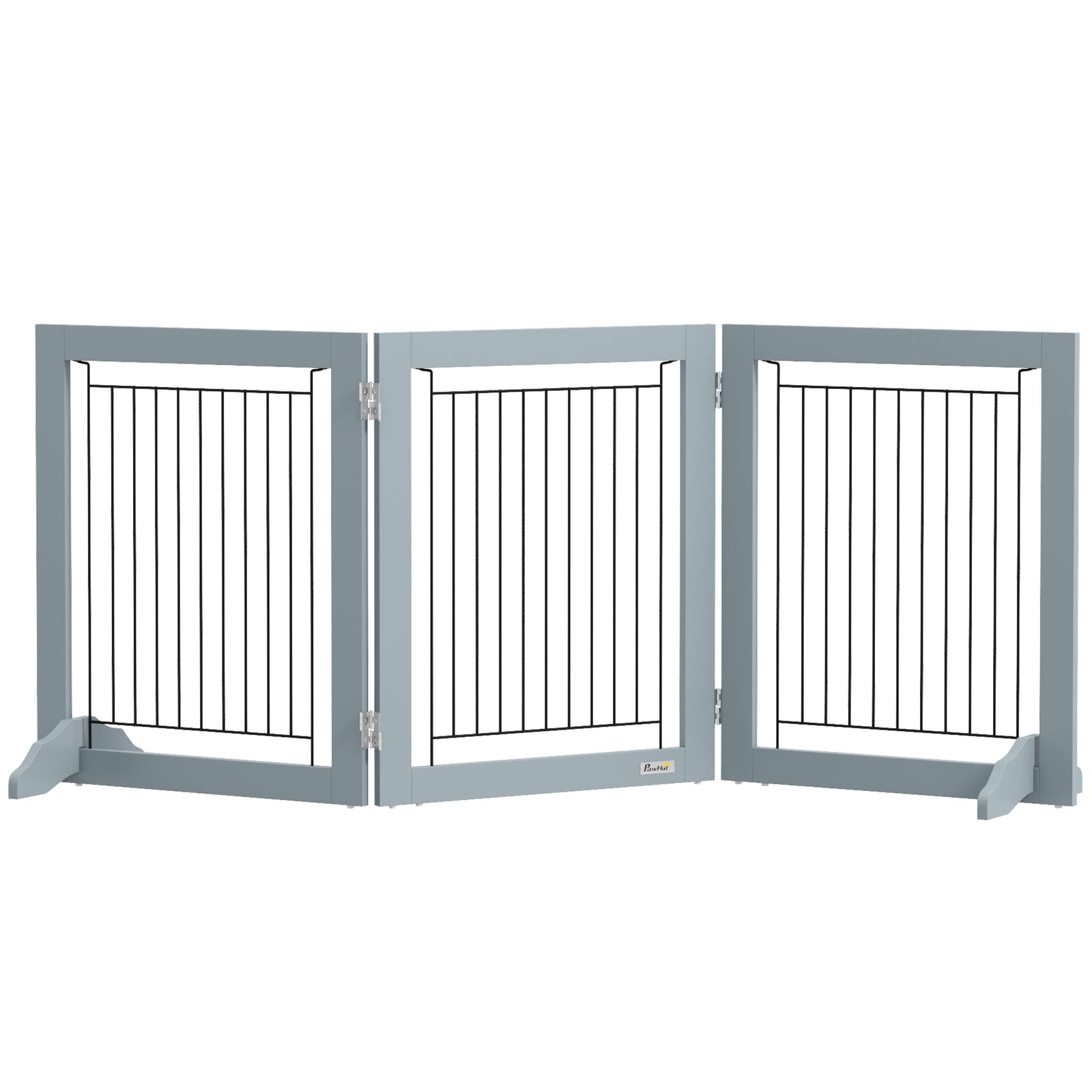 Pawhut Foldable Wooden Pet Gate W/ 3 Panels 2 Support Feet For Small Dogs