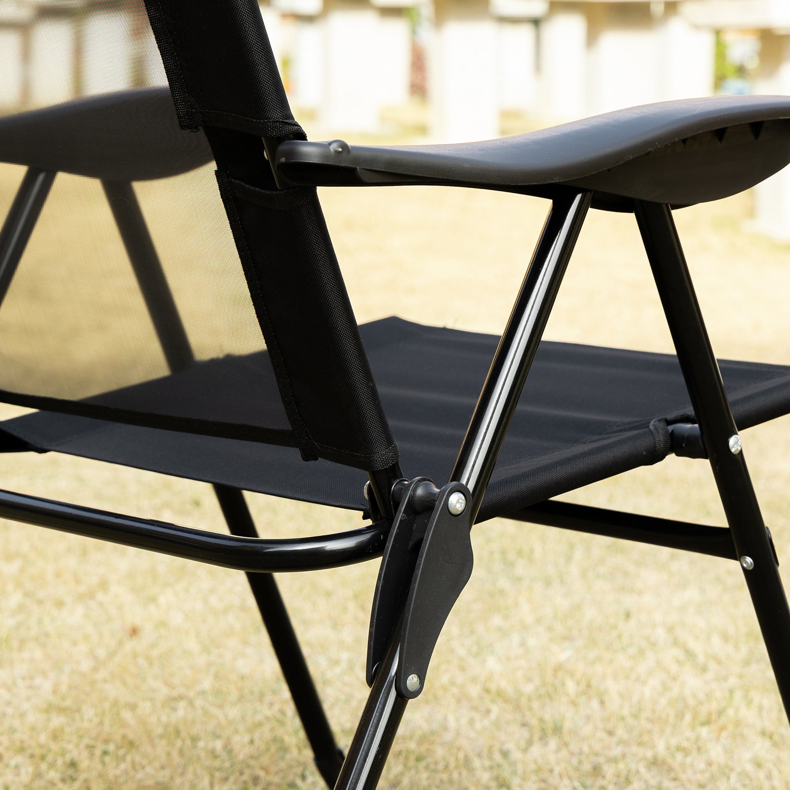 2 Pcs Folding Recliner Chairs With Adjustable Backrest | Black