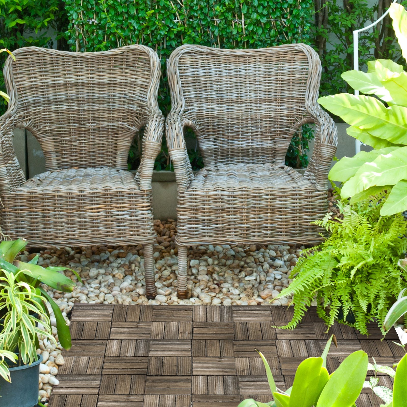 27 Pcs Brown Outdoor Flooring Tiles 30x30 Cm, 2.5㎡ Pack | Charcoal Gray