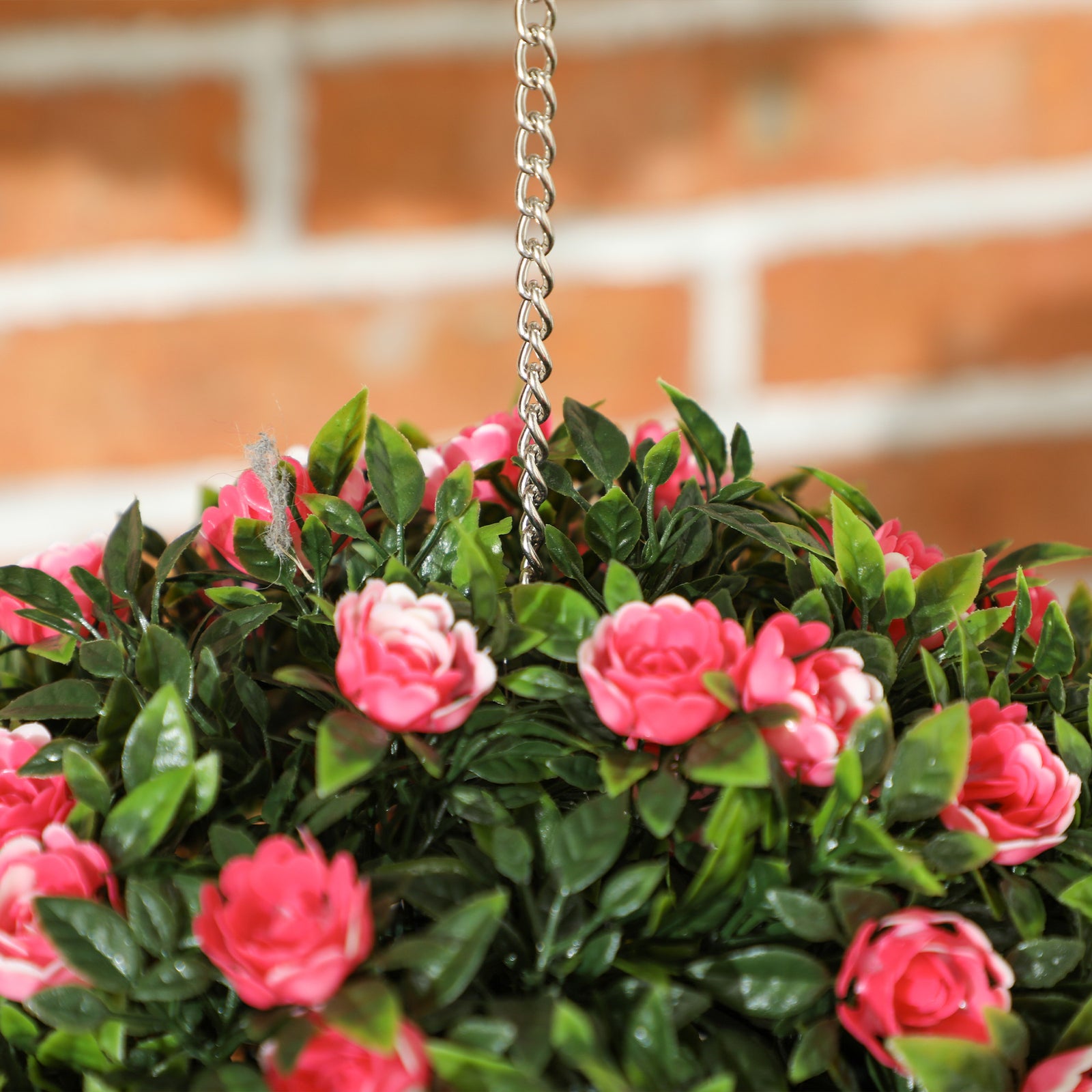 Set Of 2 Artificial Plant Topiary Rose Balls, Faux Plants | Pink