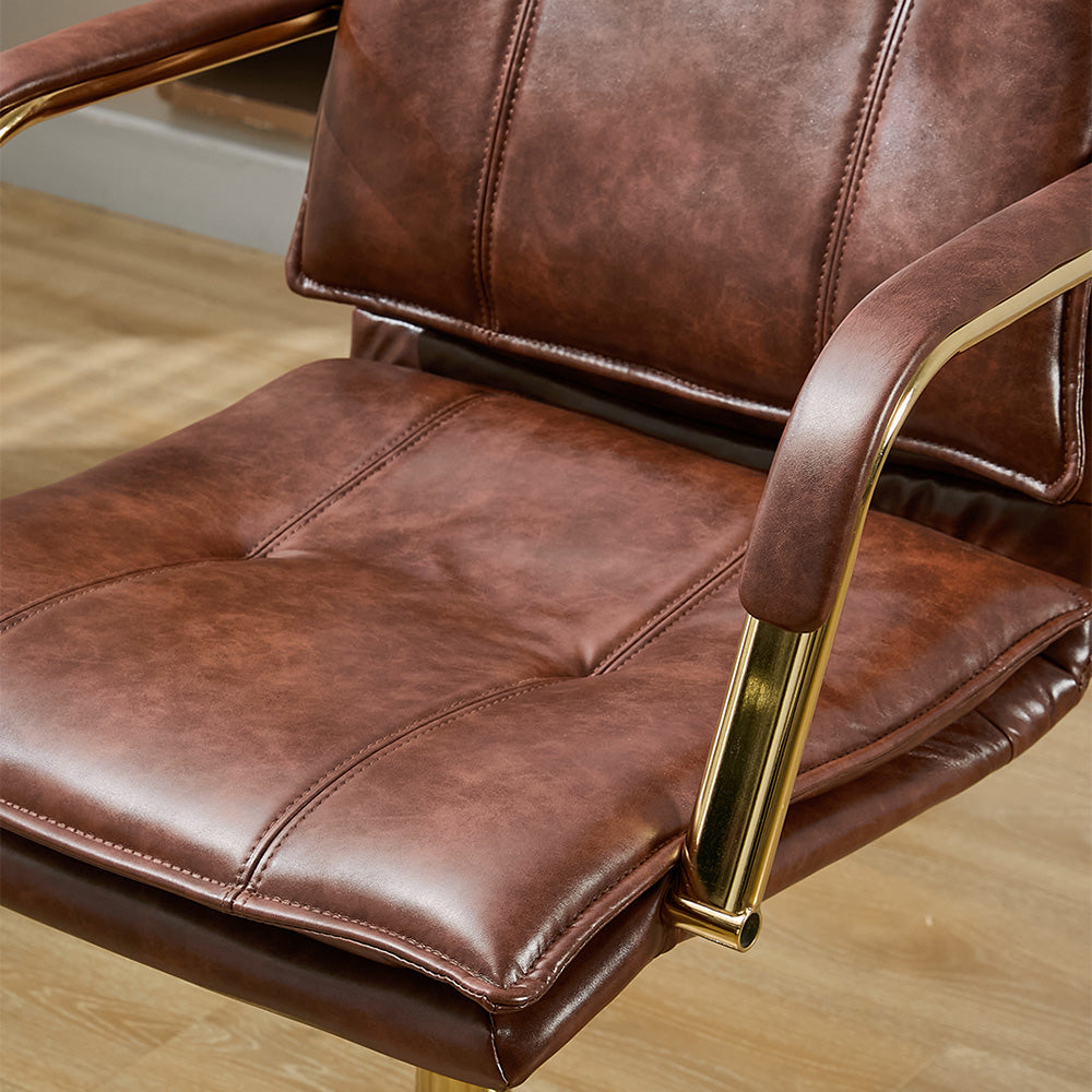 Modern Pu Leather Office Chair With Armrests, Gas Lift Height Adjustment | Brown