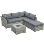 Patio Rattan Sofa Set W/ Ice Bucket