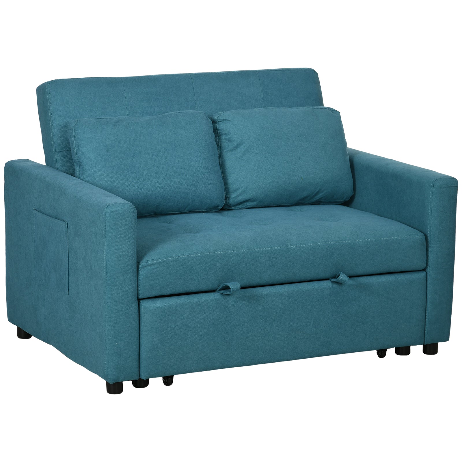 2 Seater Sofa Bed Convertible Bed Settee With Cushions | One Size | Blue
