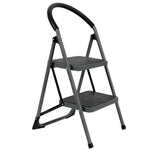 Step Ladder Premium Heavy-duty Steel Folding Step Stool 150kg Capacity | 2 Step | Grey