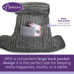 Luxurious Xl Reading Pillow Detachable Headrest, Soft Ribbed Faux Fur, Memory Foam Cuddle Cuddle Cushion Backrest | XL | Grey