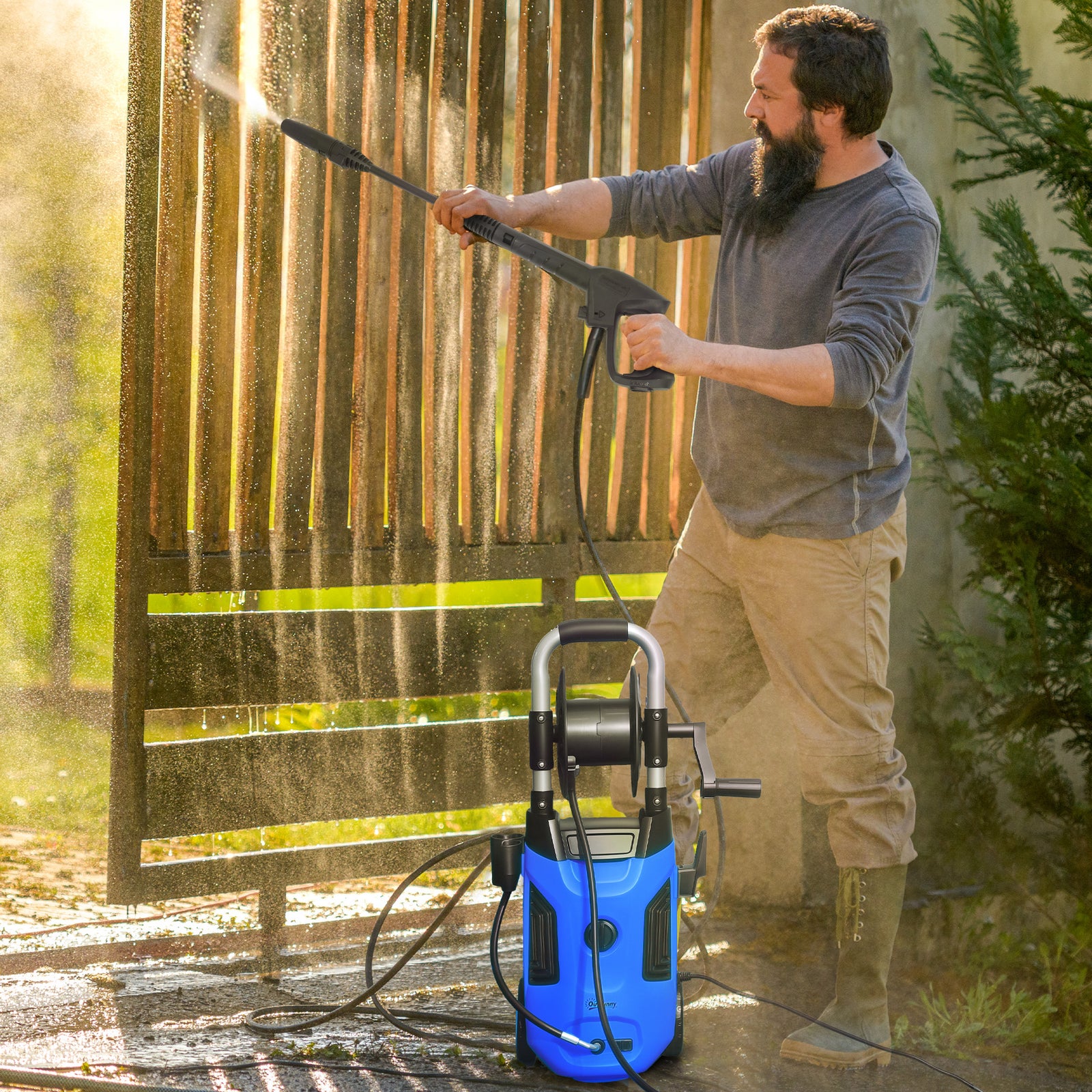 1800w Pressure Washer W/ Reel | Blue
