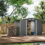 8.14 ft x 6.8ft Outdoor Metal Storage Shed With Extended Roof