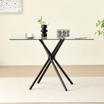 Modern Miami Rectangle Glass Dining Table With Starburst Black Legs | Black