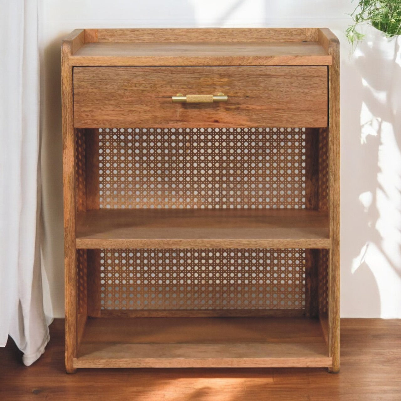 Solid Wood Larissa T-bar Open Bedside