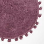 Floral Tufted Round Bathmat With Pom Poms | 60cm | Blush Pink