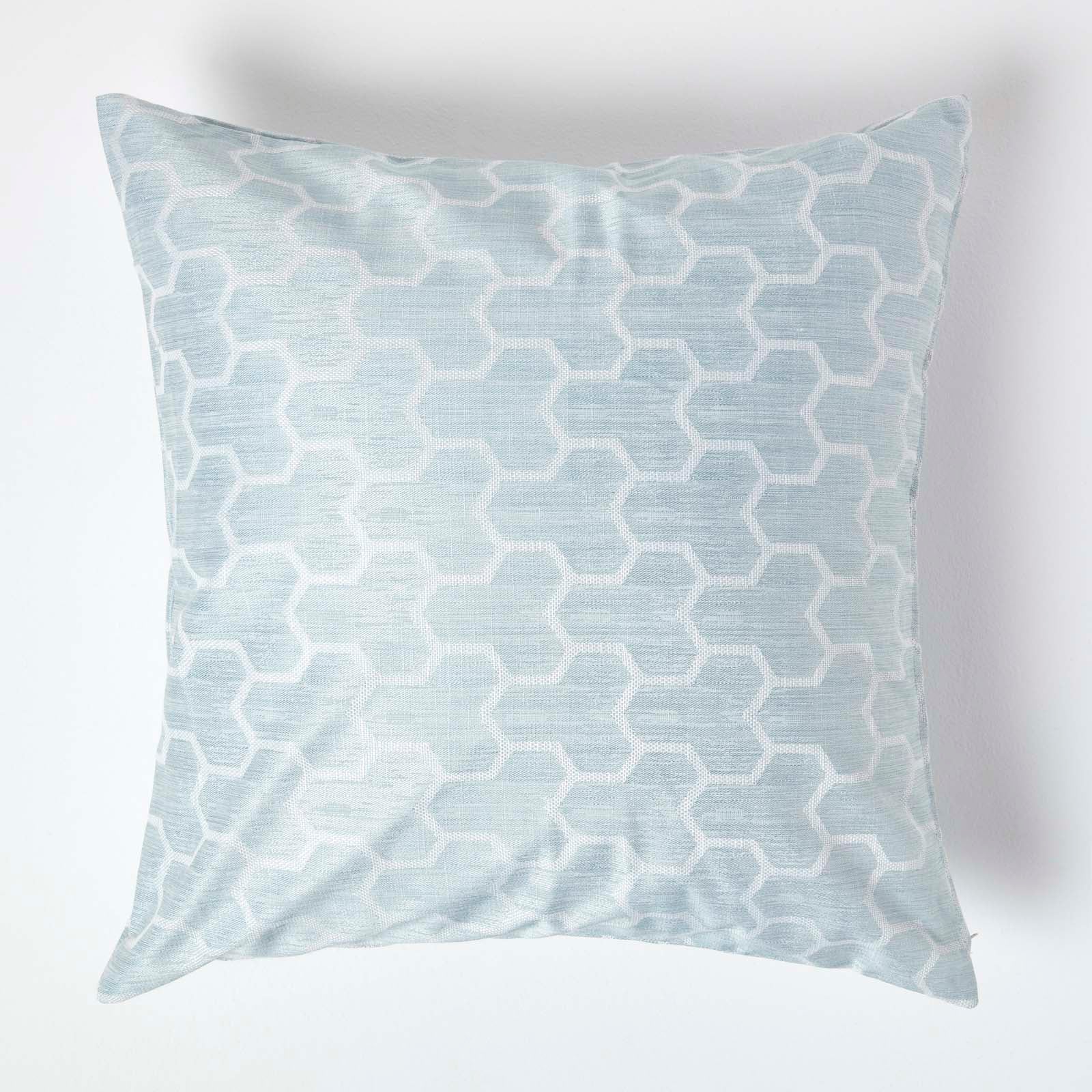 Geometric Jacquard Cushion Cover | 60cm x 60cm | Blue