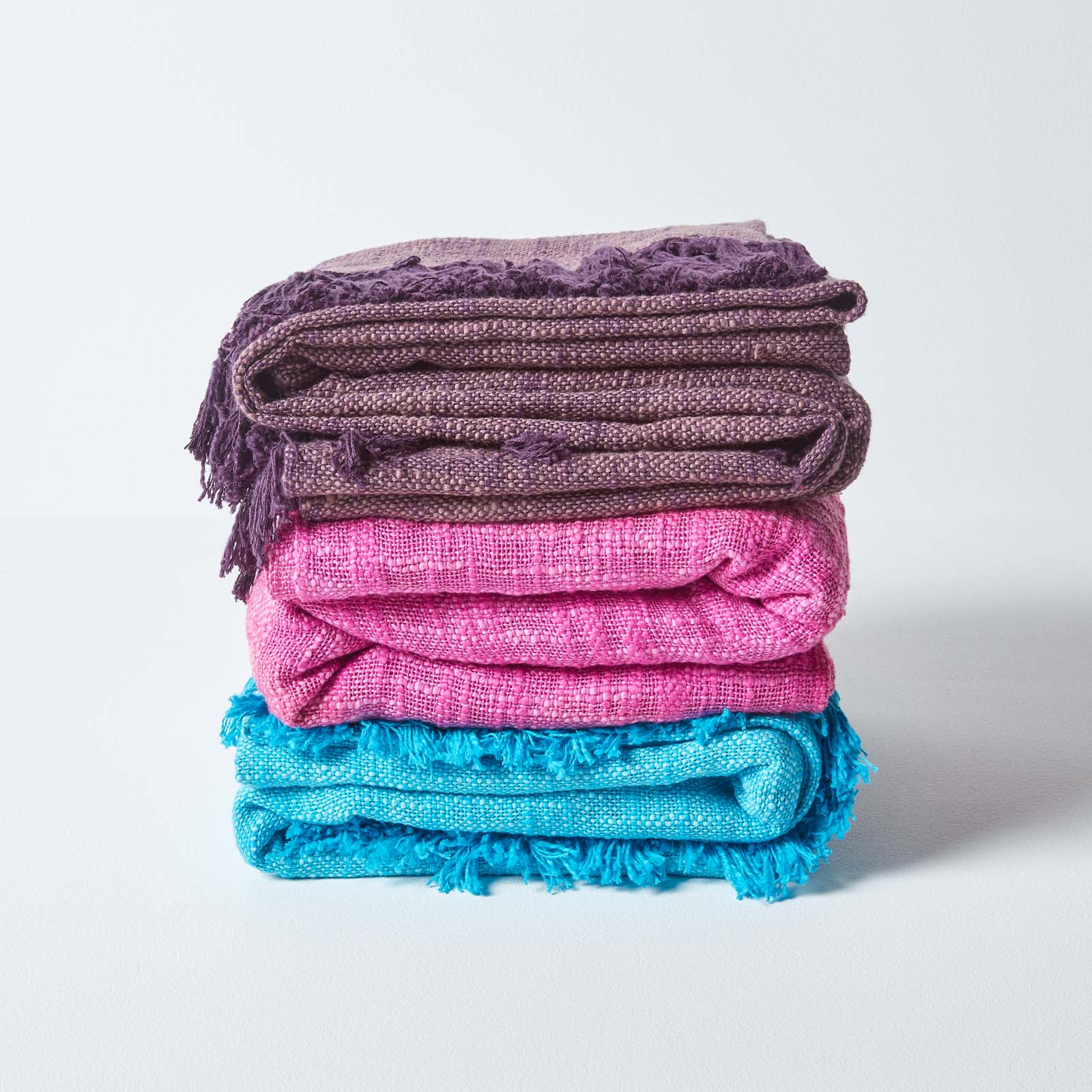 Nirvana Handwoven Slub Cotton Throw | 150cm x 200cm | Pink