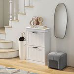 Slim Shoe Storage Cabinet With 2/3 Flip Drawers For Entryway | Medium | White