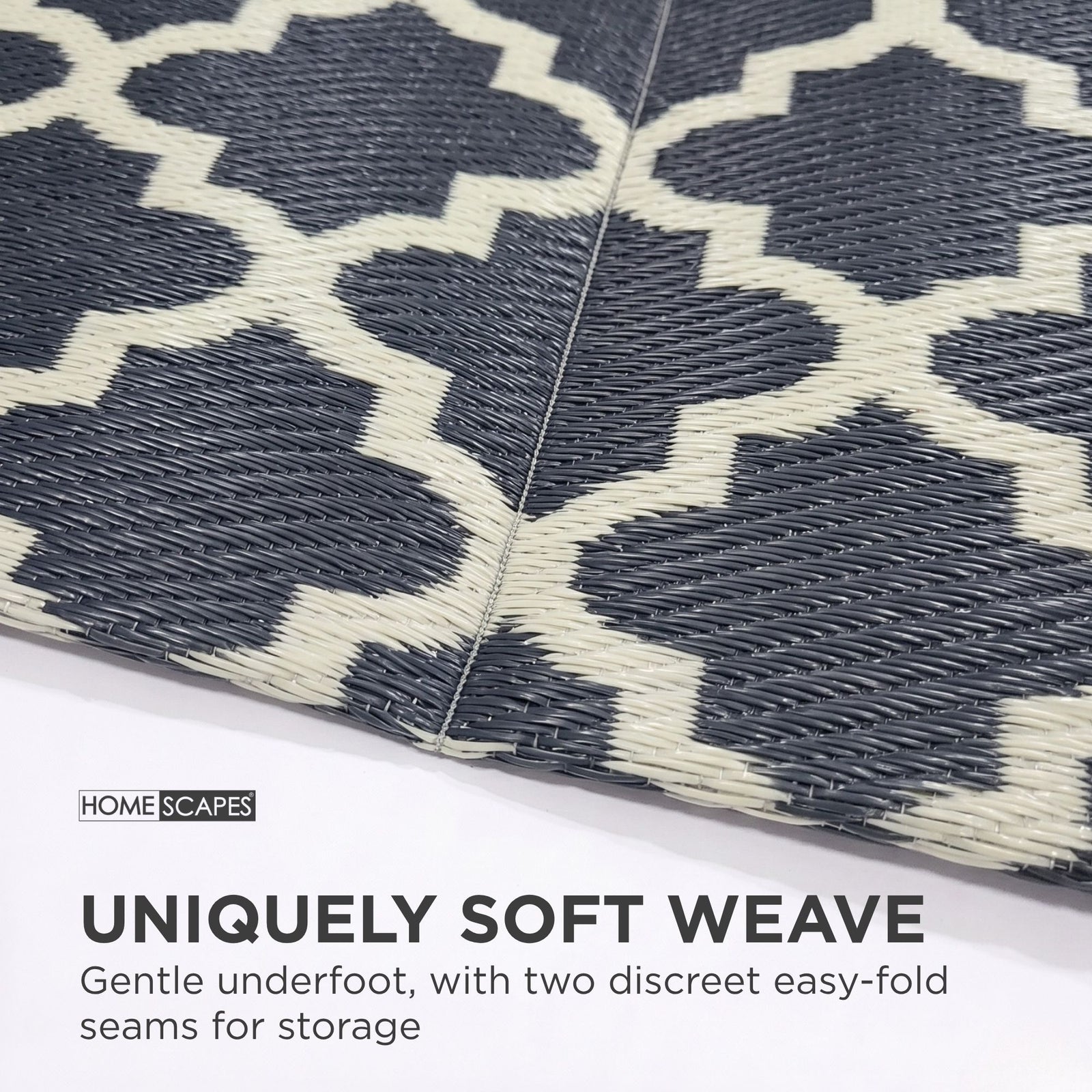 Luxury Outdoor Rug Waterproof Reversible For Garden Patio 100% Recycled, Black Nola Geometric | 150cm x 240cm | Black