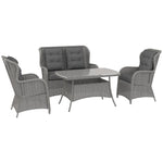 4 Pcs Outdoor Rattan Sofa Set, Wicker Sectional Sofa Set