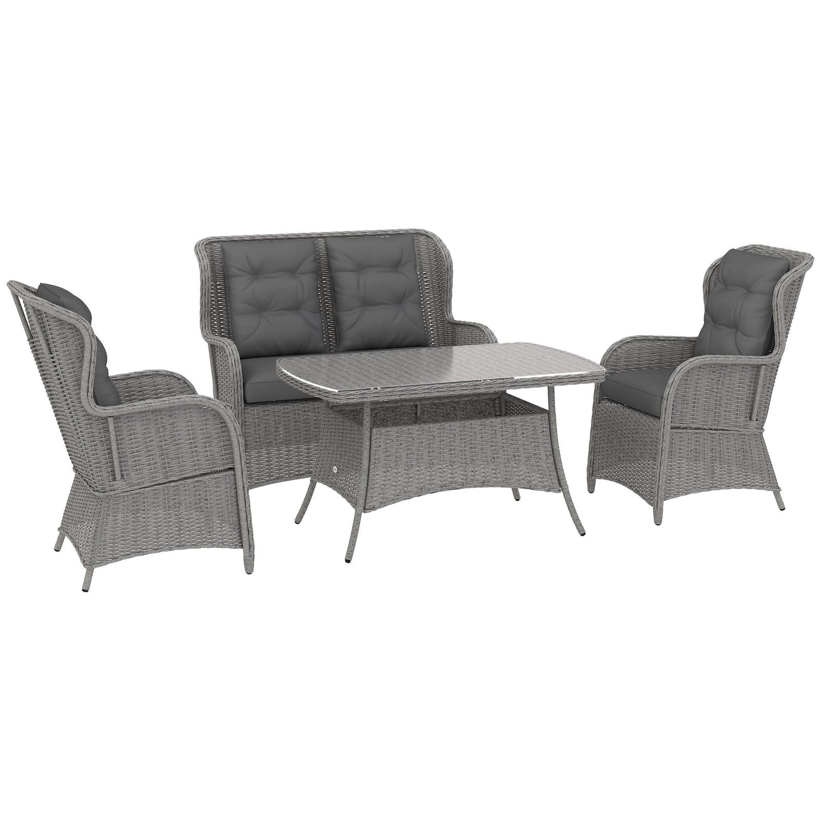 4 Pcs Outdoor Rattan Sofa Set, Wicker Sectional Sofa Set