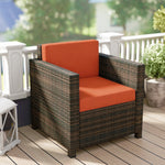 Rattan Garden Armchair, Cushioned Single Rattan Chair | Orange