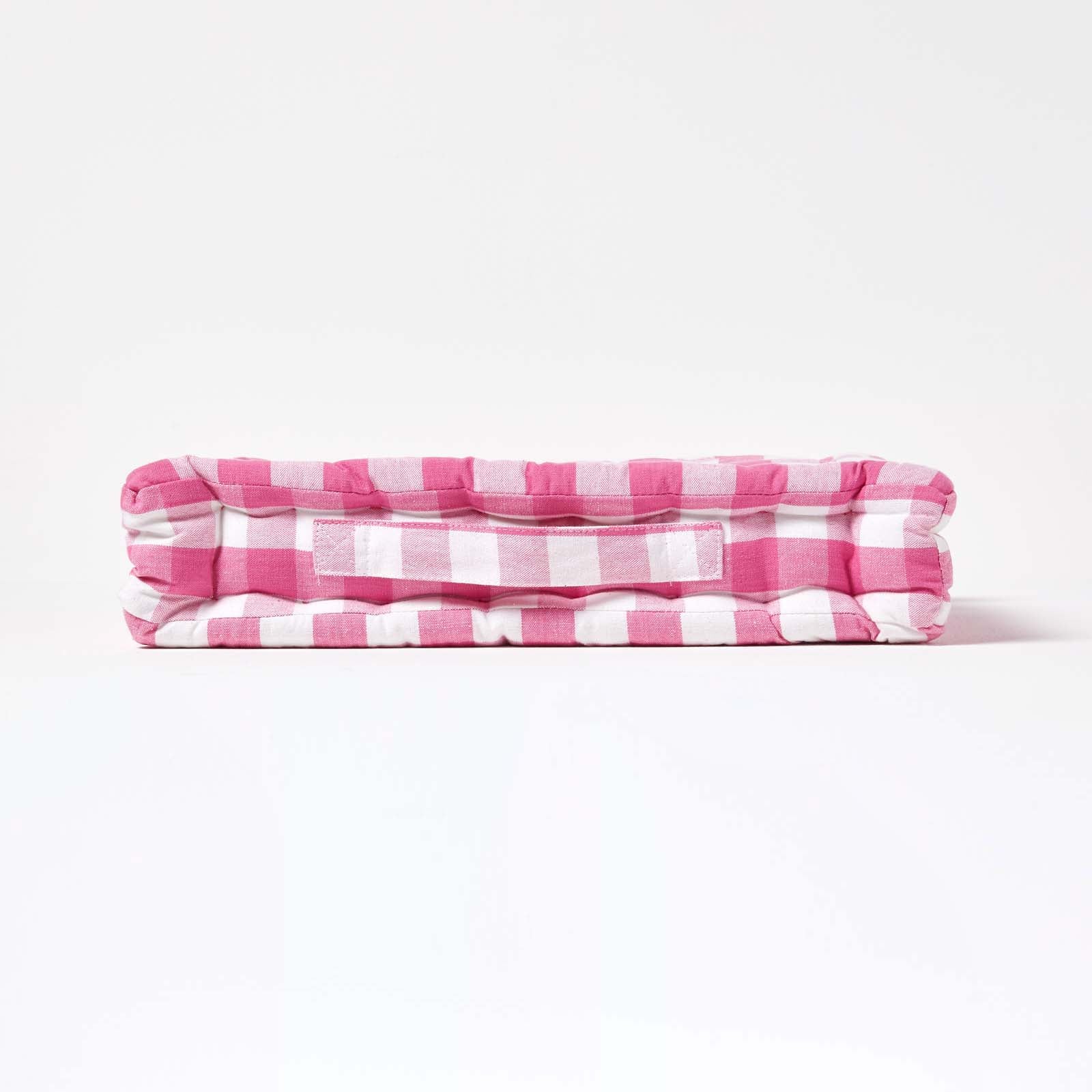 Block Check Cotton Gingham Floor Cushion | 40cm x 40cm | Pink
