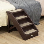 Four-step Foldable Pet Stairs W/ Non-slip Mats, For S, Xs Dogs | Brown