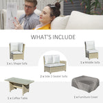 5 Pcs Reclining Rattan Garden Dining Set W/ Cushions
