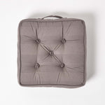 Rajput Ribbed Cotton Floor Cushion | 40cm x 40cm | Charcoal Grey