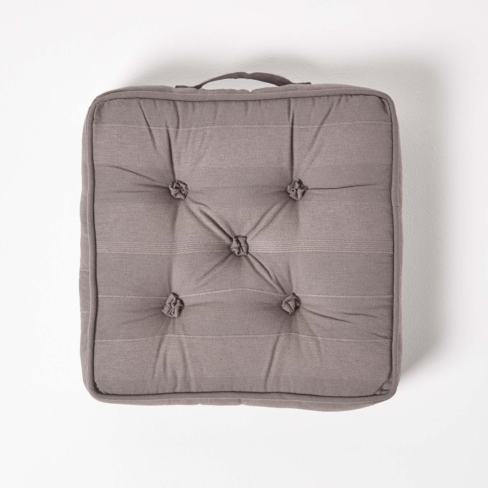 Rajput Ribbed Cotton Floor Cushion | 40cm x 40cm | Charcoal Grey