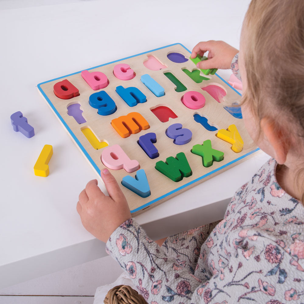 Wooden Lowercase Abc Puzzle, Includes 26 Chunky Letters