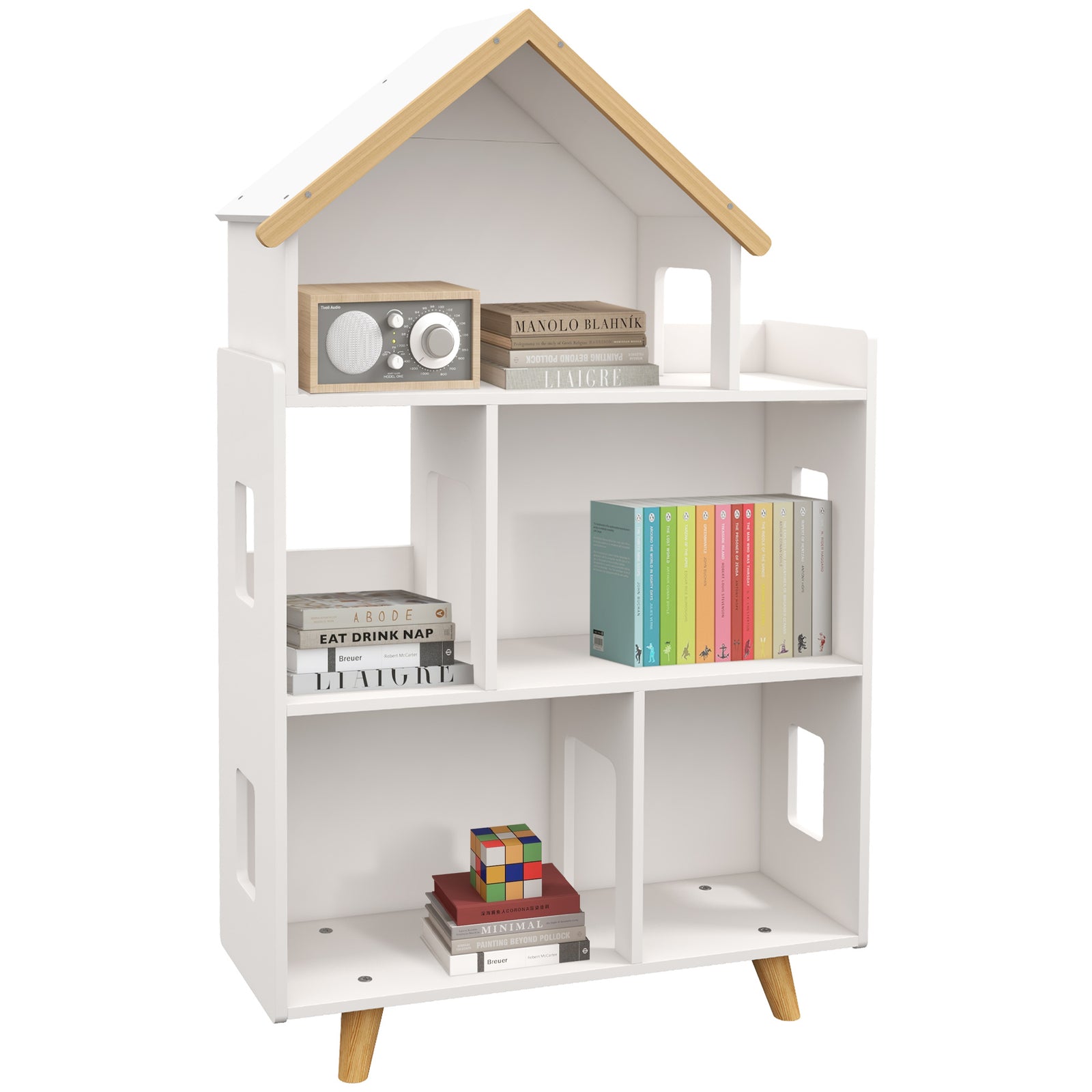 3 Tier Toy Storage Shelf W/ Six Cubes, For Playroom, Bedroom - White