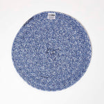 Handwoven Round Placemats Set Of 4 | 40cm | Blue