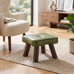 Pu Upholstered Footstool With Wooden Legs