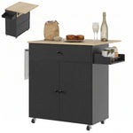Kitchen Island With Drop Leaf, Rolling Kitchen Storage Trolley | Black